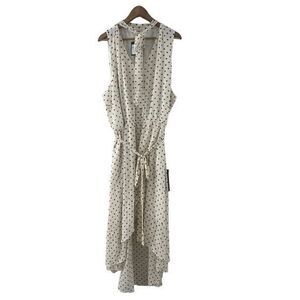 Avenue Adriatic Print Tan Dot Sleeveless Dress